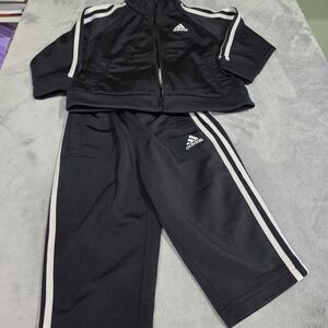 Adidas Tracksuit Toddler 2pc Set Black and White Jacket and Pants Size 18M